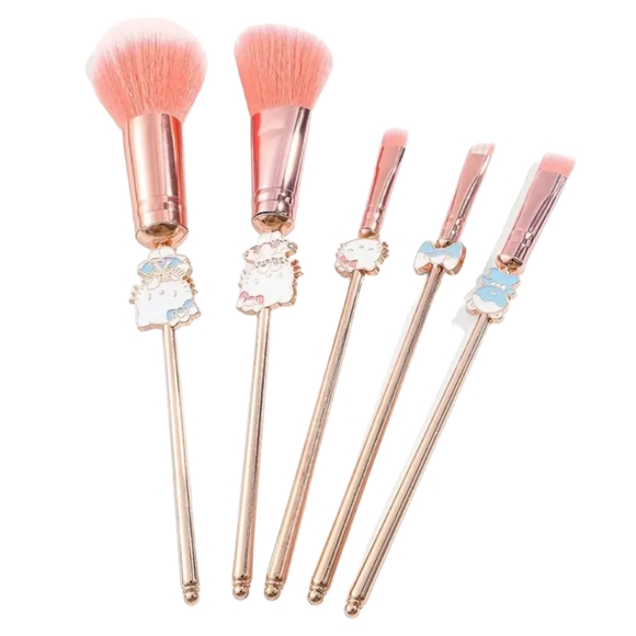 HELLO KITTY 5 Piece Professional Cosmetic Makeup Brushes With Leather Pouch - Picture 7 of 16